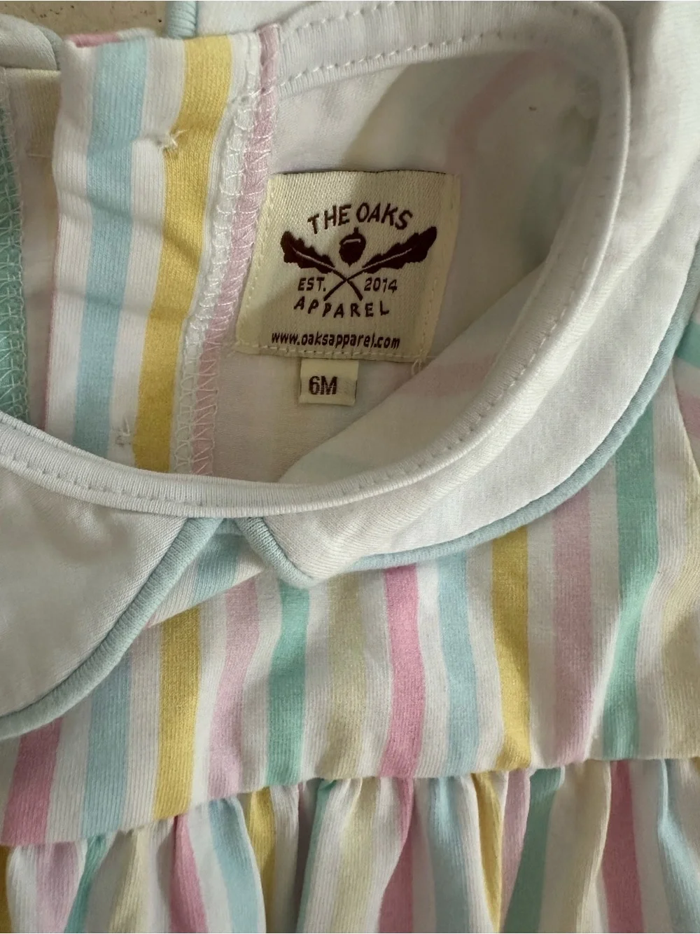 Pastel Stripe Peter Pan Collar Baby One-Piece Bubble